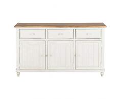 ETNIC ART - Credenza shabby chic bianca con 3 sportelli in pino massello-150x85x45-FV-BRS09