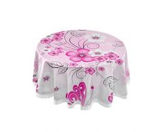 Kcldeci Tovaglia rotonda con motivo floreale a primavera, motivo floreale e fiori di ciliegio, 150 cm, tovaglia, tovaglia per tavolo da pranzo in cucina, feste a buffet