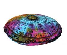 Indian Craft Castle 81,3 cm Multi Zodiac Mandala Barmeri grande cuscino cuscino cuscino meditazione seduta ottomano fodera hippie decorativo cerniera bohemien pouf ottomano pouf pom pom pom federe