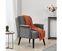 [en.casa] Poltrona Classica con Braccioli Poltrona da Lettura Relax Poltrona Imbottita Rivestimento in Tessuto - Grigio