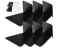 Jetec Scaffale Libro Sospeso Scaffali Galleggianti in Ferro Scaffale Libro a Parete Montato Invisibile Mensole Ledge Multiuso a Muro per Biblioteca Aula Ufficio Domestico (6, Nero)