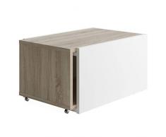 FMD Tavolino da Salotto Estendibile Bianco e Rovere