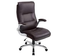 CLP Sedia da Ufficio XXL VILLACH in Similpelle - Poltrona Studio con Braccioli Reclinabili | Poltrona Ergonomica Oscillante con Portata 150 kg e Regolabile in Altezza 45-53 cm marrone