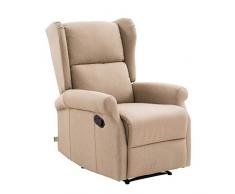 Cribel Arlette A Poltrona Relax in Tessuto, Reclinabile Manuale, con Poggiapiedi, Beige