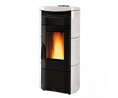 Stufa a pellet EMMA PLUS, potenza 11 kW., finitura in maiolica bianca.