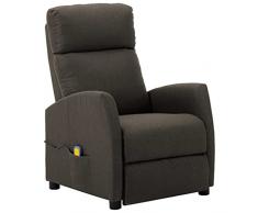 vidaXL Poltrona Massaggiante Reclinabile Poltroncina per Massaggi Divano Singolo Massaggiatore Sedia TV Arredamento Grigio Talpa in Tessuto