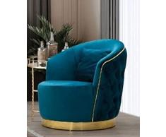 Casa Padrino poltrona Chesterfield di lusso turchese/oro 90 x 95 x A. 75 cm - Poltrona da soggiorno moderna - Mobili da Soggiorno Chesterfield