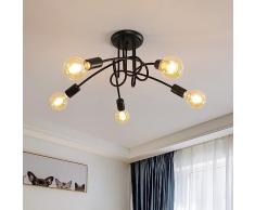 Toolight Lampadario Vintage, Plafoniera Industriale a 5-Luci, E27 Lampadari LED a Soffitto per Soggiorno Camera da Letto Sala da Pranzo Corridoio, Nero,Ø60cm (lampadine non incluse)
