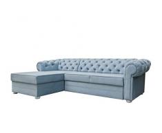 mb-moebel Divano ad angolo Chesterfield in letto Convertibile con Baule 4/5 Posti - in Tessuto Velluto - Soggiorno&soggiorno - 280x180x81cm - Avia (Divano ad angolo Sinistro, Blu)