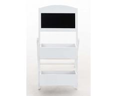 CLP Scaffale a Scaletta con Lavagna Miriam - Scaffale a Scala Pieghevole in Legno Shabby Chic I Mobile Decorativo 2 Ripiani I Doppia Mensola in Legno Country, Scala Decorativa Bianco