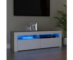vidaXL Mobile Porta TV con Luci LED Bianco e Rovere Sonoma 120x35x40 m