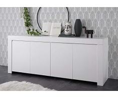Arredocasagmb.it mobile contenitore 4 ante moderno BIANCO OPACO soggiorno madia buffet con sportelli design FIRE 08