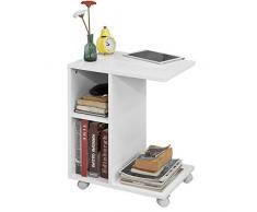 SoBuy® FBT48-W,Tavolino Consolle su rotelle,Tavolino da divano,bianco,IT