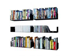 Wallniture Bali - Scaffale galleggiante per parete, libreria in metallo e CD DVD, set da 6