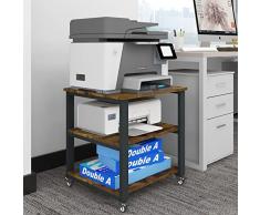 PUNCIA Supporto per Stampante a 3 Livelli Tavolo per Stampante 50x50x50 cm Carrello Mobile con Ruote Scaffale di Stoccaggio Organizzatore di Stoccaggio 100KG di Carico per Casa e Ufficio (Marrone)