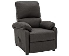 Festnjght Poltrona Reclinabile, Poltrona Relax, Poltrona da Salotto, Poltrona per Anziani, in Tessuto Grigio Scuro