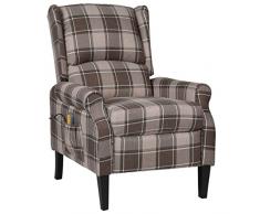 vidaXL Poltrona Massaggiante Reclinabile Beige in Tessuto