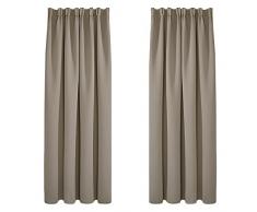 Deconovo Tende Oscuranti per Interni 2 Pezzi, Termiche Isolanti, Tende Soggiorno Moderne, 140x180 CM (Larghezza x Altezza), Cachi