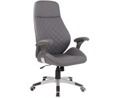 CLP Sedia Ergonomica Ufficio Con Braccioli Layton I Poltrona Direttore Imbottita In Similpelle O Vera Pelle Girevole, Colore:grigio, Materiale:Ecopelle