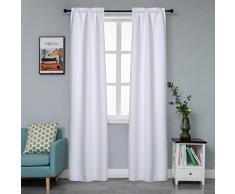GIRASOLE HOME Coppia Tende Bianche Oscuranti Termiche Morbide Tinta Unita Tenda Isolante per Soggiorno Camera e Interni 2 Pannelli con Tasca 70x238cm