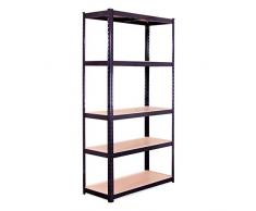 Scaffalature PER Garage - 180 x 90 x 40cm - Scaffalature per Carichi Pesanti - Scaffali di Stoccaggio - 5 Scaffalature -Nero - 5 Ripiani - 875KG di Capacità (175KG Per Ripiano) - Workshop, Ufficio