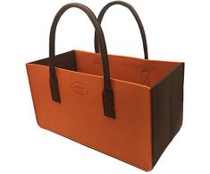 RAIKOU Borsa portalegna Cesta portalegna Camino Legno Borsa in Feltro per Legna da caminetto Oppure per giornali Cesto portariviste(Arancione/Caffè,50x34x27cm)