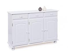 Dmora Buffet 3 Ante 3 cassetti in Pino massello Verniciato ad Acqua Bianco