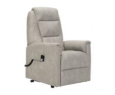 POLTRONE ITALIA - Poltrona elevabile elettrica 2 Motori Schiena/Piedi reclinabile No Montaggio Sicurezza CE Medicale DETRAIBILE 19% - Poltrona-Rebecca-2M-ELGRY Grigio chiario tessuto effetto pelle