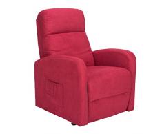 POLTRONE ITALIA Chanel 2 motori Poltrona Alzapersona reclinabile Detraibile 19% 2 ruote seduta micromolle schienale fiocco poltrone elettriche poltrone relax Rosso