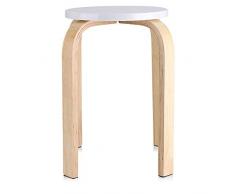 Cocoarm Sgabello in Legno Sgabello Impilabile da Cucina Soggiorno Mobili Decorazione, 45,5 x 30 cm, Bianco