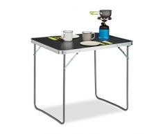 Relaxdays Tavolino da Campeggio Pieghevole, Alluminio, MDF, Tavolo Salvaspazio da PIC Nic, 70x80x60 cm, Argento/Grigio Unisex Adulto