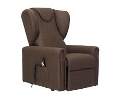 POLTRONE ITALIA - Barbara detraibile 19% Poltrona meccanica VERTICAL 2 motori alzapersona elettrica elevabile reclinabile relax letto - scegli accessori - Marrone antimacchia