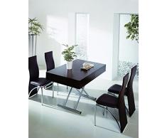 Volerò Shopping Online, Tavolo Trasformabile, Meccanismo Saliscendi, Modello Achille, Top in Legno Color Bianco Laccato, Struttura in Metallo Color Argento, Dim.max.196L 74l 80h Dim.min.120L 74l 30h