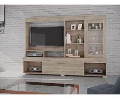 Parete Attrezzata Soggiorno Moderna Vetrina 3 Vani a Giorno Anta a Ribalta Mobile Salotto Rovere Sonoma Scuro PAI6033