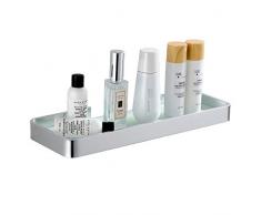 Hoomtaook Mensola Doccia Senza Foratura Mensole Bagno Vetro Temperato, Alluminio Spaziale, Cestino A Prova di Ruggine per Cucina Bagno Accessori Argento