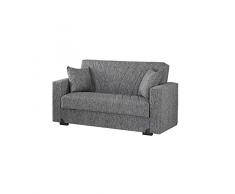 Eurobrico Divano Letto Mali con cassettone e Sistema Clic Clac in Tessuto Keten Colore Grigio (2 POSTI - L152 x H83 x P74.)