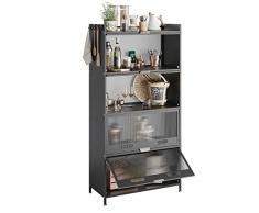 NETEL Scaffale da Cucina Inossidabile a 5 livelli, Mensola Microonde con Ruote e Pedane, Mobile Salvaspazio, Ripiano per Microonde, Organizer Cucina Nero 70 * 32 * 145CM