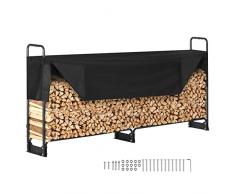 VEVOR Portalegna da Esterno per Legna da Ardere 259x36x117 cm con Copertura impermeabile 600D Oxford Legnaia Portalegna da Esterno per Camino Giardino Stoccaggio per Tronchi Interno/Esterno per Legna