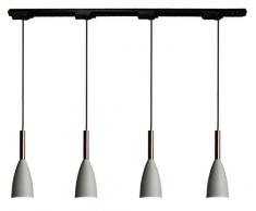 Lampada a sospensione, stile moderno e semplice, diametro di apertura della copertura della lampada 10 cm, con lampadine E27 da 8 W, lampada a sospensione (4 lampade grigie, lunghezza 100 cm).