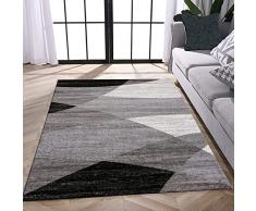 VIMODA Moderno Soggiorno Tappeto Disegno Geometrico Erica in Marrone Beige - Öko-Tex Certificato - Nero, 120 cm x 170 cm