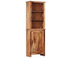 vidaXL Credenza Alta Rustica con Vetrina Anta e Ripiani Decorativa Robusta Stabile Armadietto Madia Marrone Chiaro 60x30x180 cm Massello Sheesham