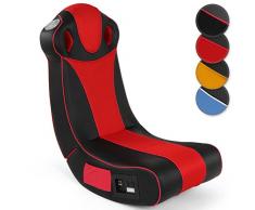 MIADOMODO® Sedia Multimediale - Sistema Audio, con Altoparlanti Integrati e Subwoofer, Imbottita, Pieghevole, Rosso-Nero - Sedia Gaming a Dondolo, da Gioco, Poltrona Musicale