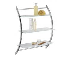 Wenko Exclusiv Scaffale a Parete Vermont, 3 Ripiani Acciaio, Vetro Temperato, 22 x 71 x 57 cm, Satinato
