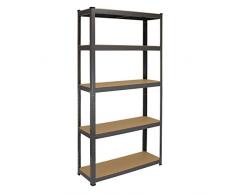 Monster Racking - 2 Scaffalature T-Rax Extra-Robuste in Acciaio Senza Bulloni Grigio 90cm x 30cm x 180cm