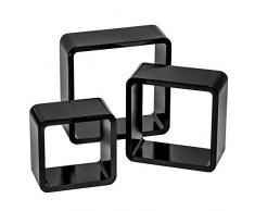 TecTake Set di mensole muro mensola libreria libri cubo pensile scaffale CD - disponibile in diversi colori - (Nero | No. 401590)