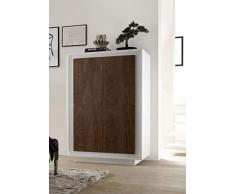 Arredocasagmb.it mobile contenitore credenza alta 4 ante moderno BIANCO OPACO anta LEGNO NOCE soggiorno madia buffet con sportelli design SHY 04