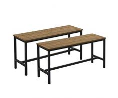 Meerveil 2 x Panca da Pranzo, Panche da Tavolo, 108 * 32.5 * 50cm Sgabello in Legno, Panche da Interni in Stile Industriale, per Cucina Sala da Pranzo Soggiorno, Marrone Vintage