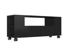 vidaXL Mobile Porta TV Armadietto Basso Buffet Arredo unità Multimediale Mobiletto HiFi Credenza Madia Consolle in Truciolato Nero Lucido 120x35x48 cm