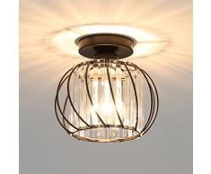 Plafoniera Moderna in Cristallo, Lampadario Camera da Letto, Lampada da Soffitto in Metallo con Mini Lampadario Moderna E27 da Incasso Rotonda Per Corridoio, Ingresso, Camera da Letto, Soggiorno