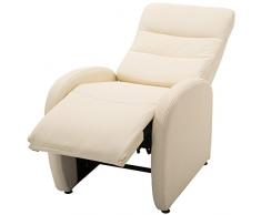 homcom Poltrona Relax Reclinabile con Poggiapiedi Moderna Portata 120kg Ecopelle 67 × 89 × 110cm Crema
